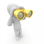 Was ist versichert ? Mietnomadenversicherung figur mit fernglas